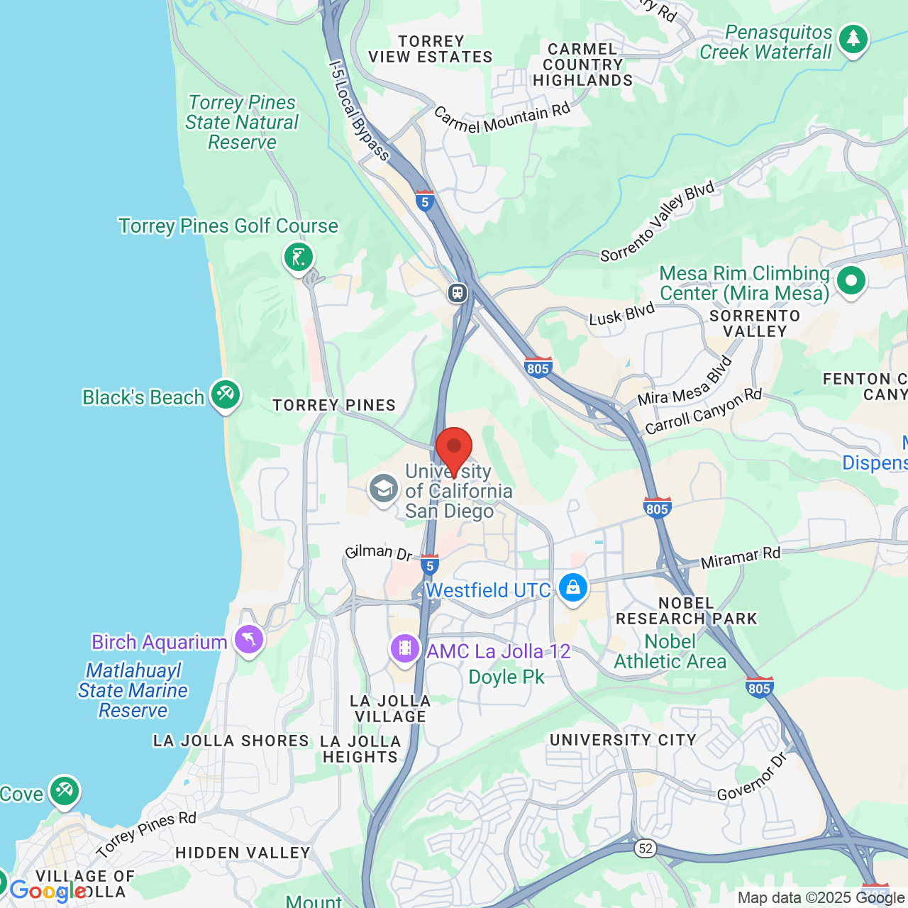 Google map image of our location in 9834 Genesee Ave La Jolla, CA